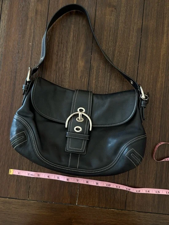 Y2K Vintage Coach Black Silver Buckle Soho Large Shoulder Purse Leather RARE - Picture 7 of 8
